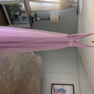 Light pink/purple floor length dress w/ slits. From Vici
